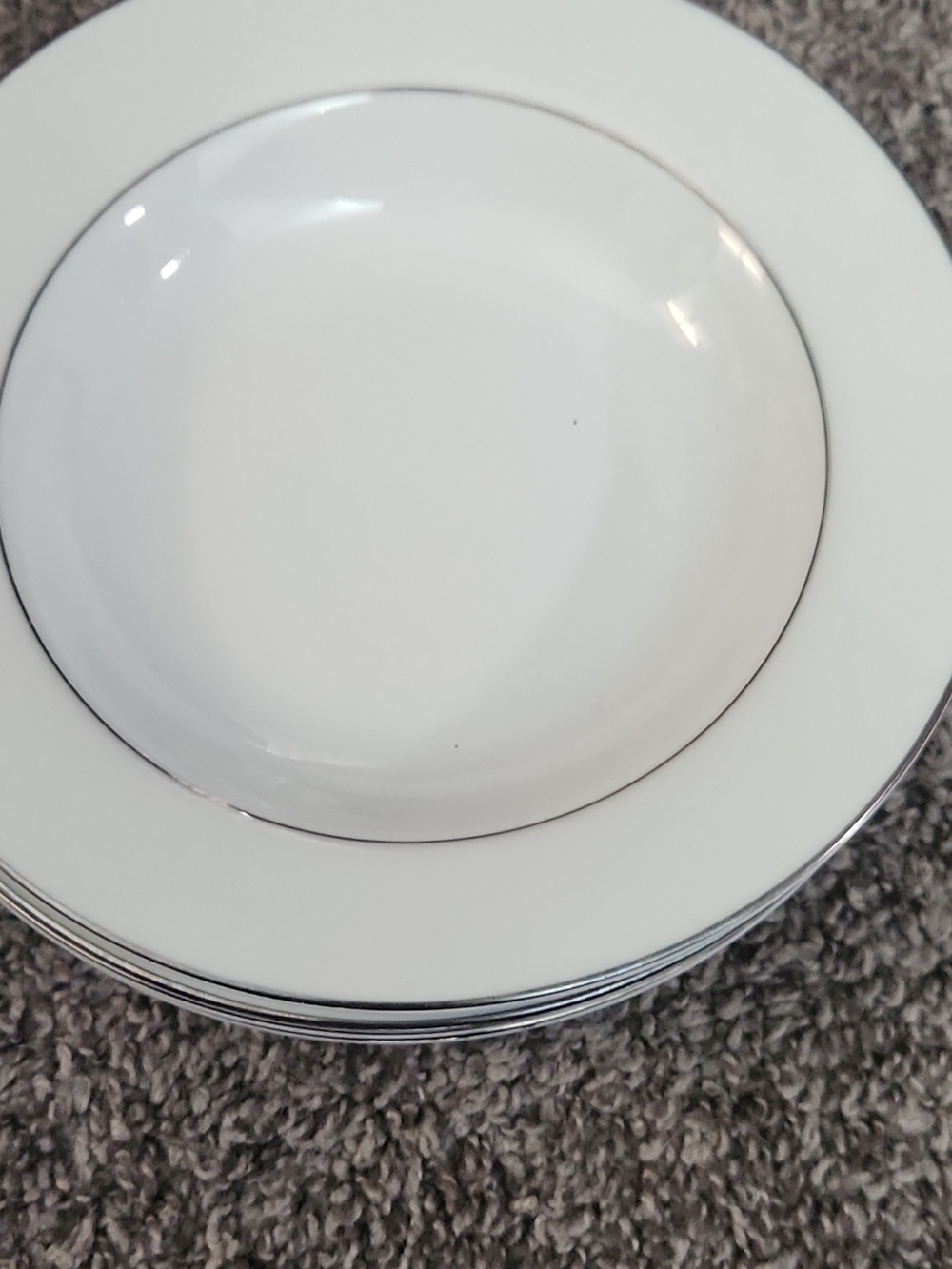 Mikasa White Dinner Plates with Silver Trim